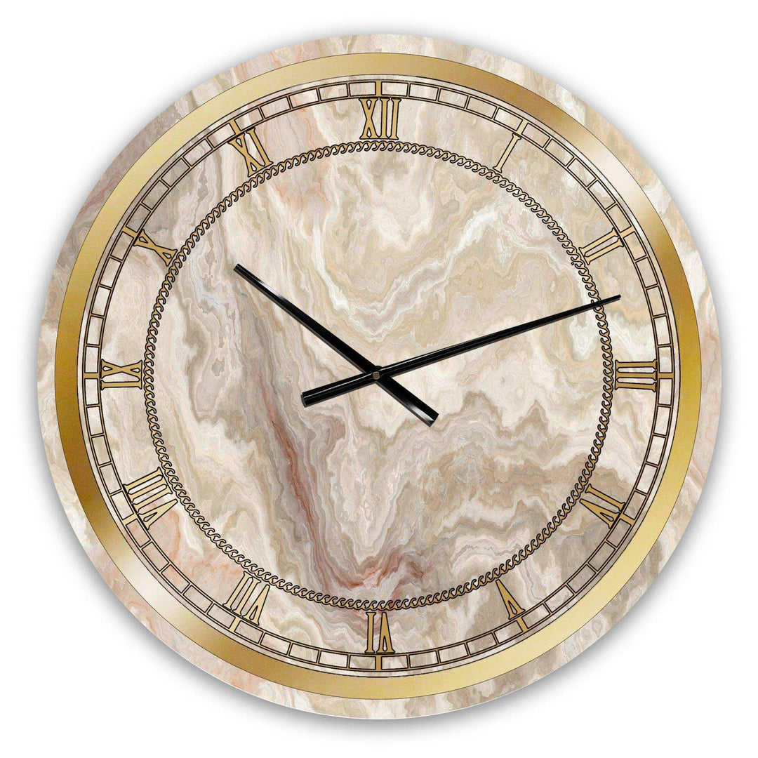White Onyx Natural White Marble - Glam Metal Wall Clock