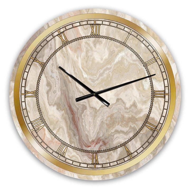 White Onyx Natural White Marble - Glam Metal Wall Clock