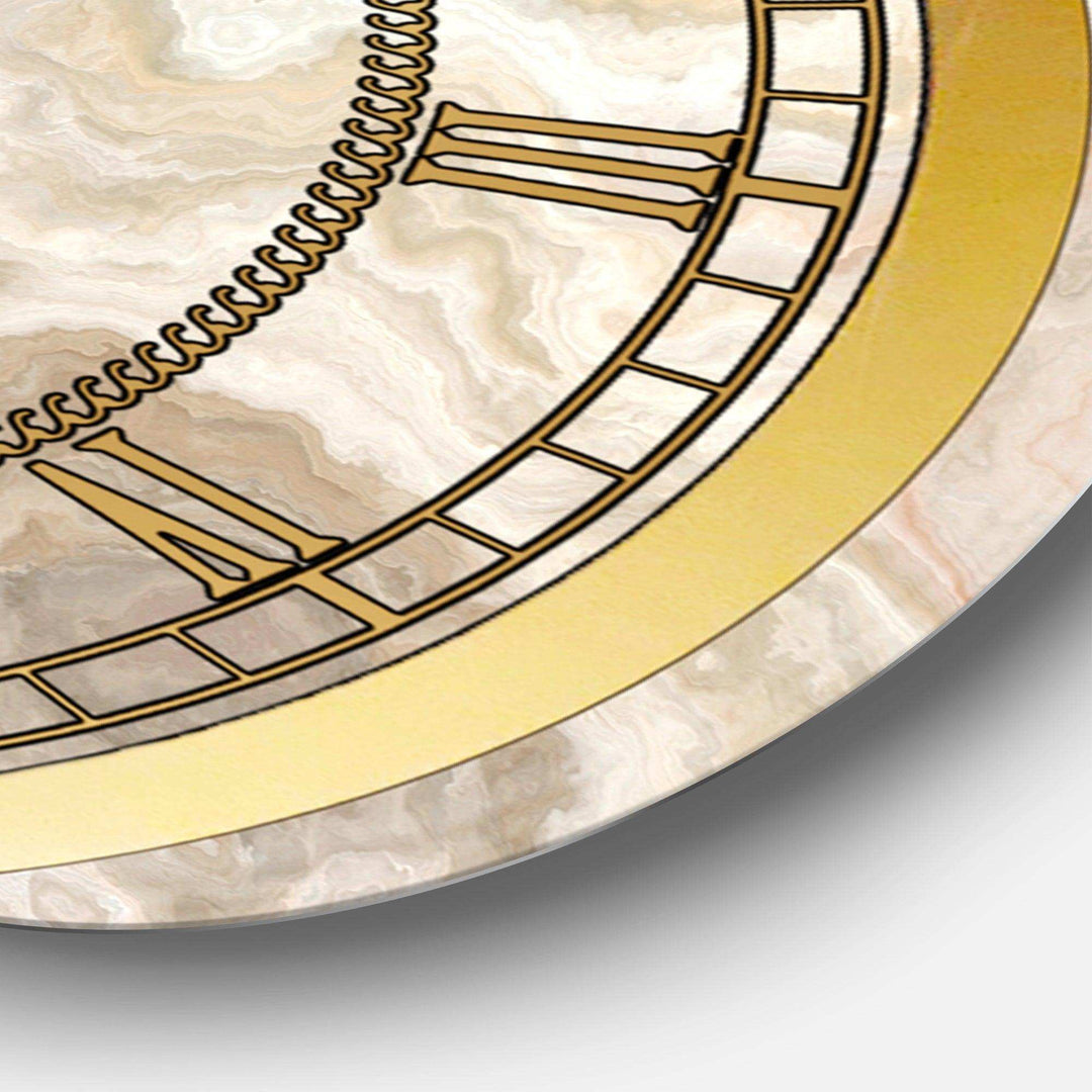 White Onyx Natural White Marble - Glam Metal Wall Clock