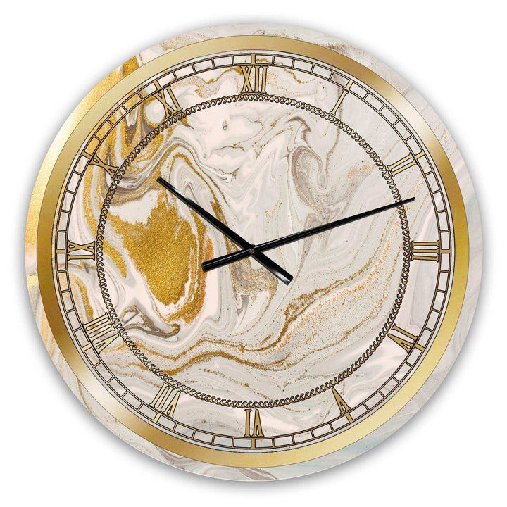 Pastel and Gold Glitter Marble - Glam Metal Wall Clock