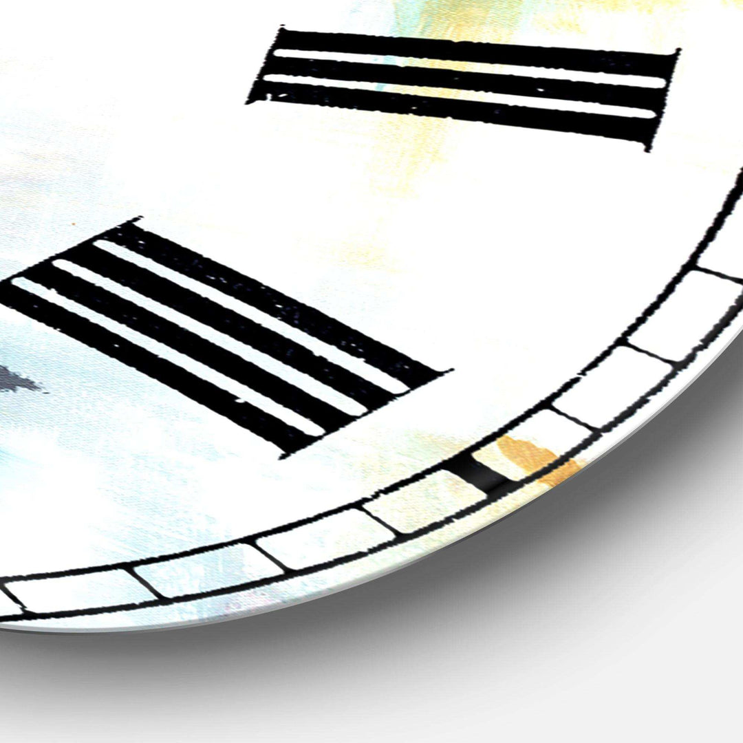 Teal And White Composition  - Abstract Metal Wall Clock