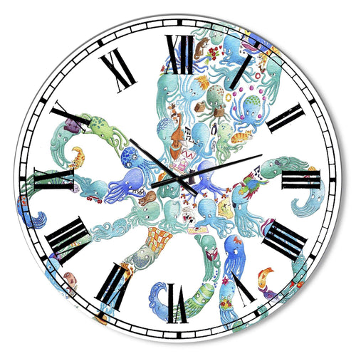 Octopus Made Of Octopus - Animals Metal Wall Clock