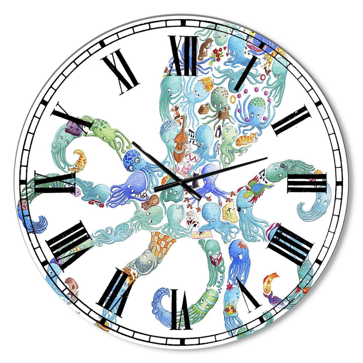 Octopus Made Of Octopus - Animals Metal Wall Clock