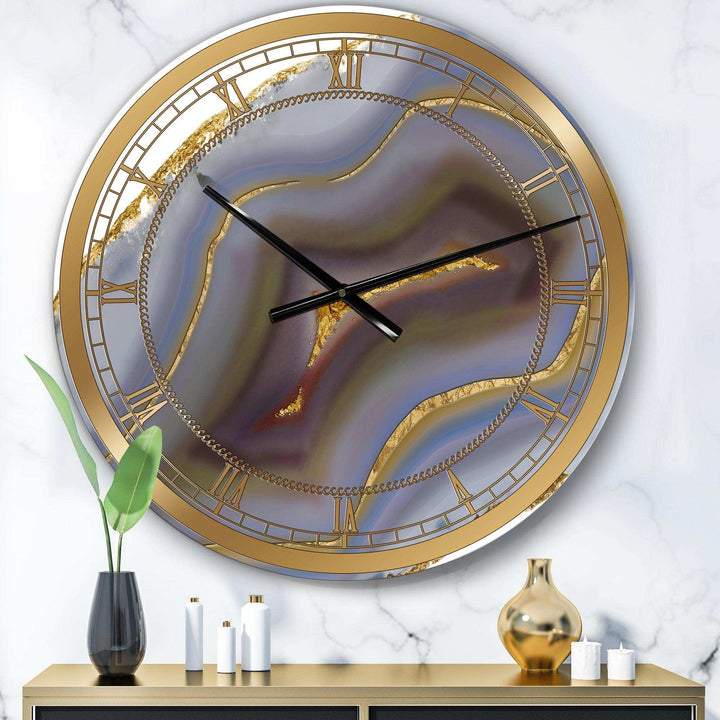 Golden Core Agate - Quote And Saying Metal Wall Clock