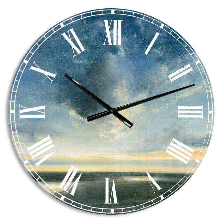 Blue Coastal Sunrise - Landscapes Metal Wall Clock