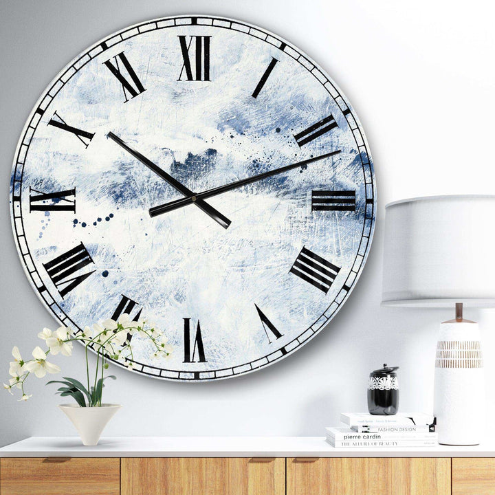 Blue Wipe Out - Cottage Metal Wall Clock