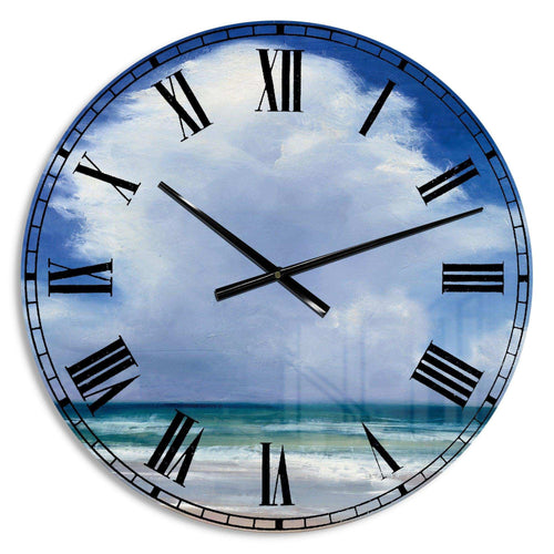 Beach Clouds II - Beach Metal Wall Clock