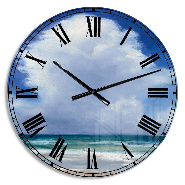 Beach Clouds II - Beach Metal Wall Clock