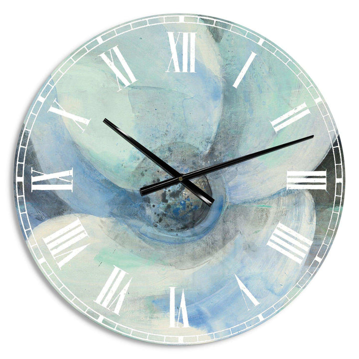 Watercolor Moonlight Magnolia II - Floral Metal Wall Clock