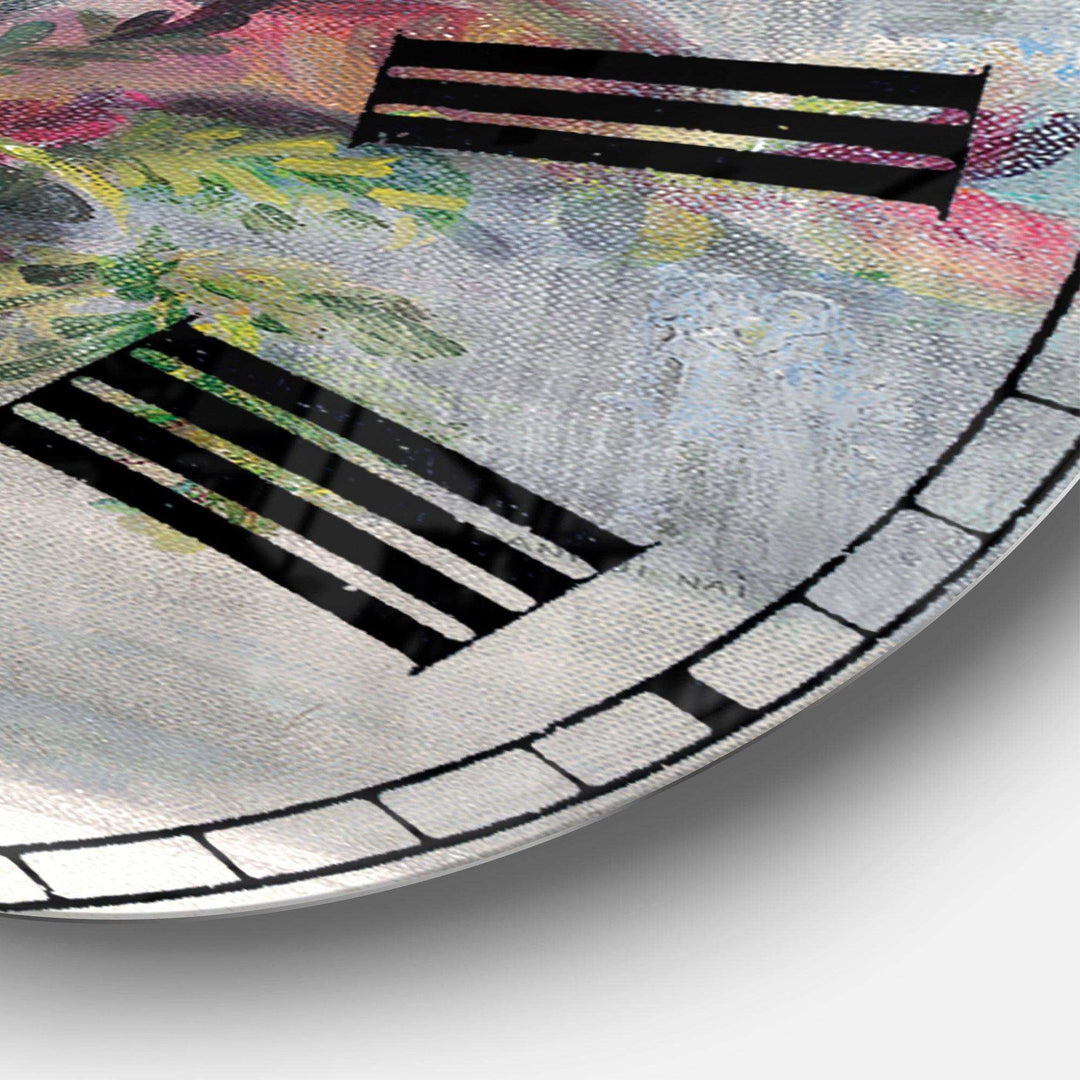 Maison Des Fleurs III - Floral Metal Wall Clock