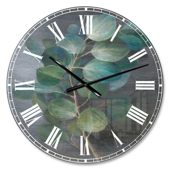 Fresh leaves I - Floral Metal Wall Clock