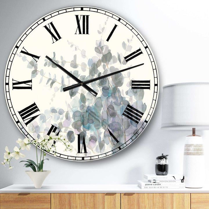 Grey  Watercolor Flower II - Floral Metal Wall Clock