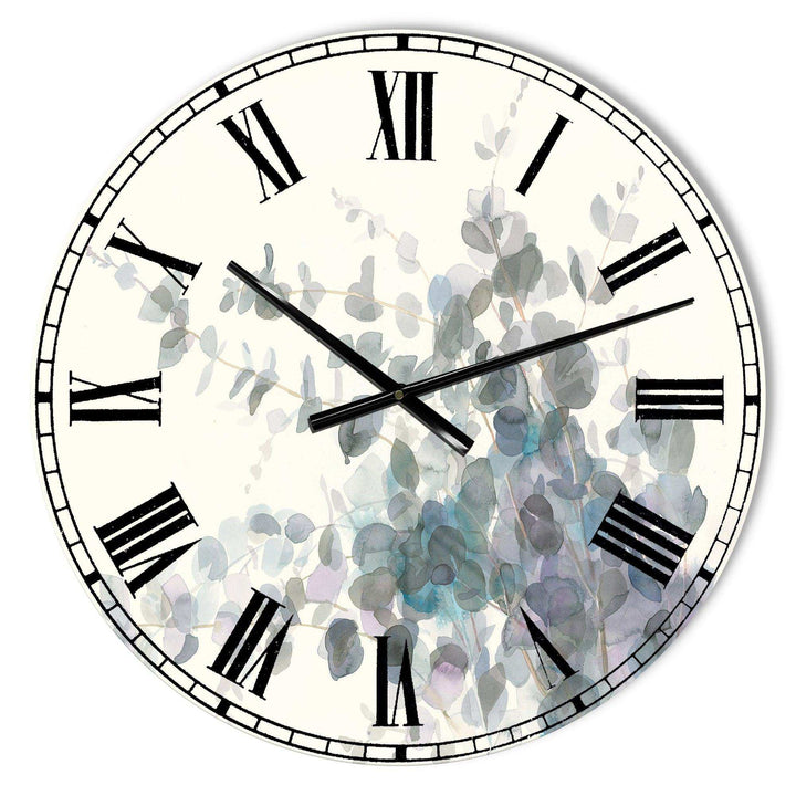 Grey  Watercolor Flower II - Floral Metal Wall Clock