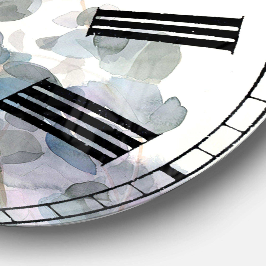 Grey  Watercolor Flower II - Floral Metal Wall Clock