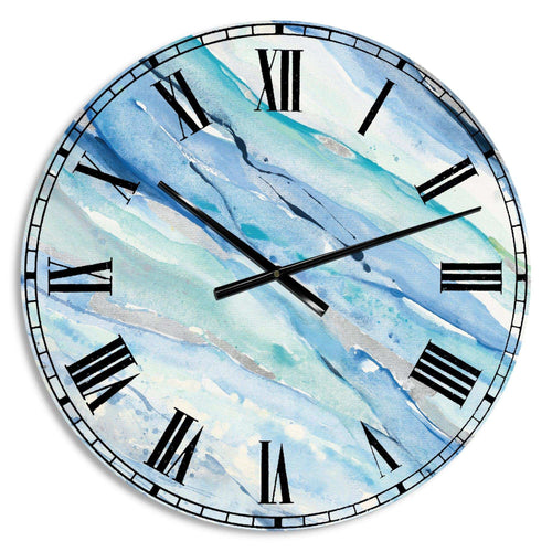 Blue Silver Spring I - Cottage Metal Wall Clock