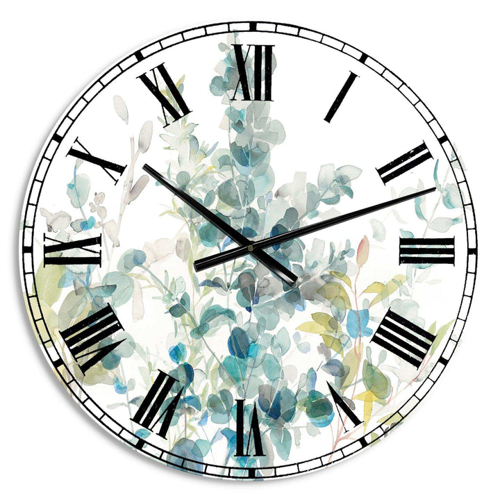 Eucalyptus Natural Element - Floral Metal Wall Clock