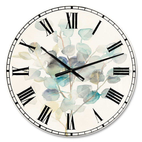 Eucalyptus leaves I - Floral Metal Wall Clock