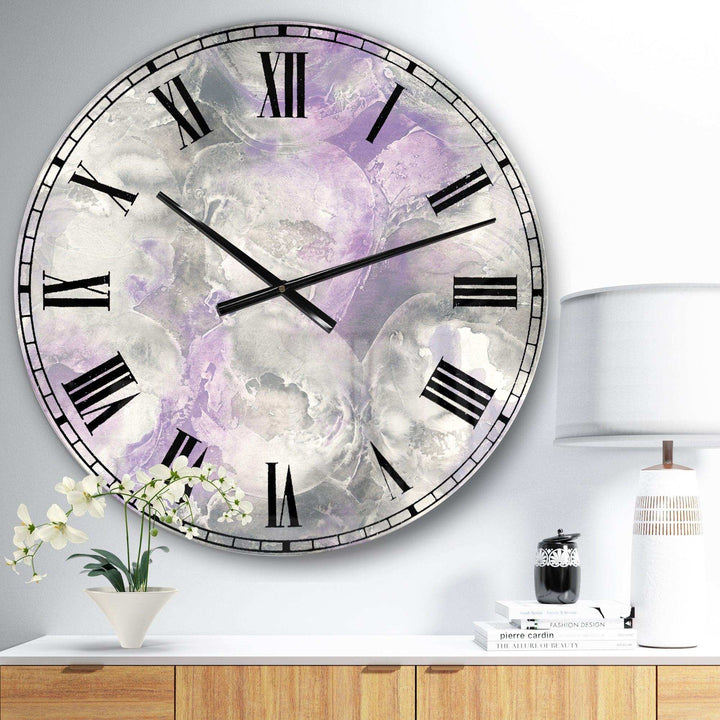Watercolor Minimal Purple Tones III - Country Charm Metal Wall Clock