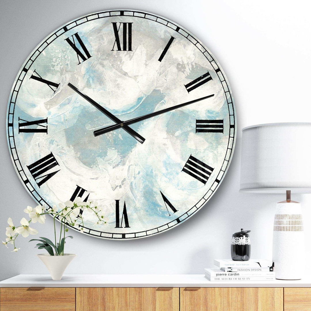 Pale Blue Shade IV - Cottage Metal Wall Clock