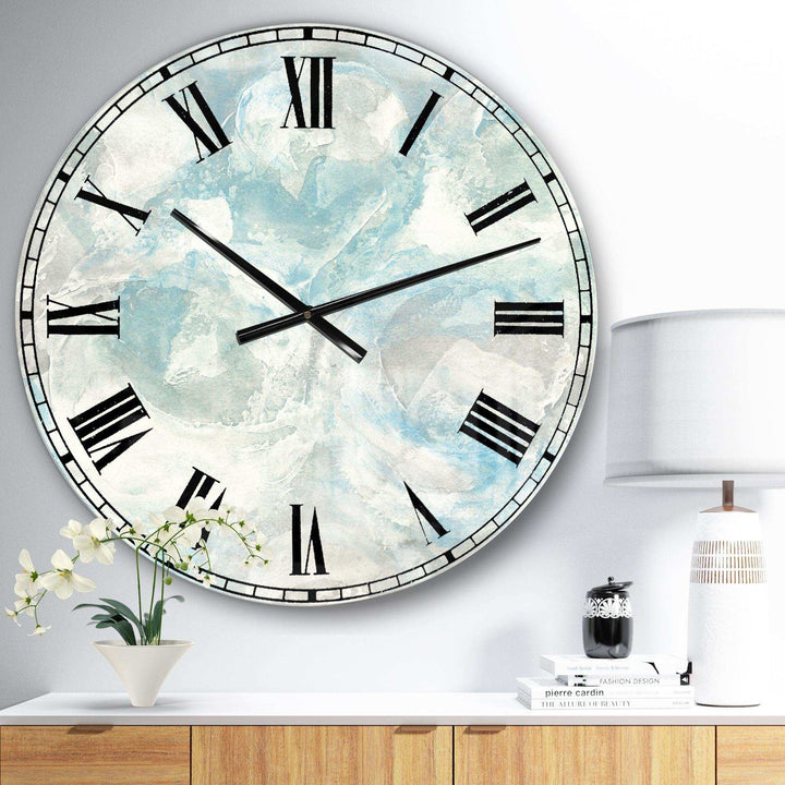 Pale Blue Shade III - Cottage Metal Wall Clock