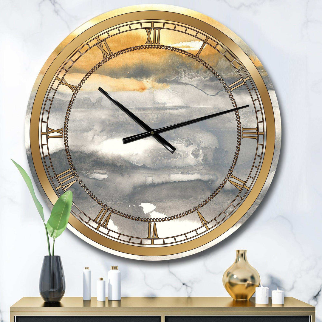 Gold Glamour Direction II - Abstract Metal Wall Clock