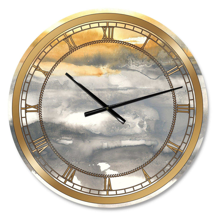 Gold Glamour Direction II - Abstract Metal Wall Clock