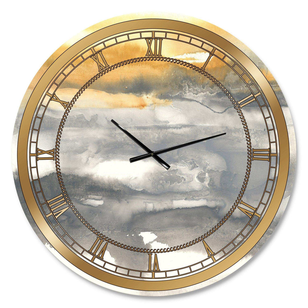 Gold Glamour Direction II - Abstract Metal Wall Clock
