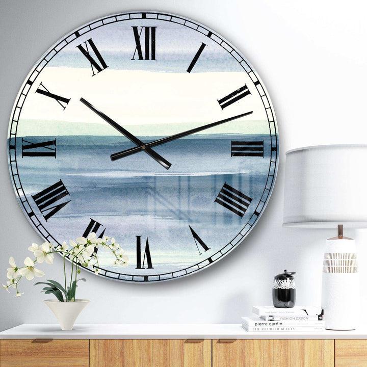Mint Indigo Dawn I - Country Charm Metal Wall Clock