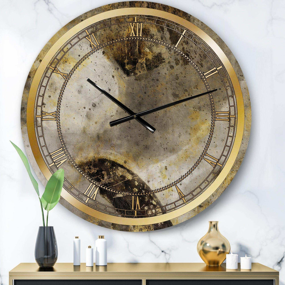 Glam Gold Desert Neutral - Abstract Metal Wall Clock