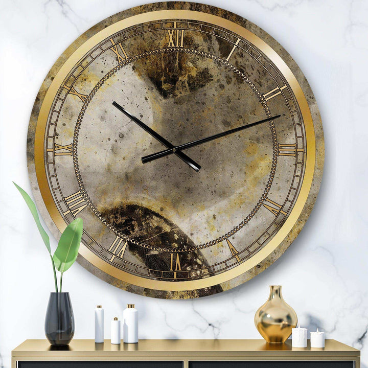Glam Gold Desert Neutral - Abstract Metal Wall Clock