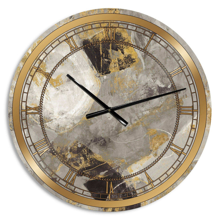 Glam Gold Desert Neutral - Abstract Metal Wall Clock