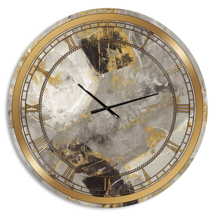 Glam Gold Desert Neutral - Abstract Metal Wall Clock