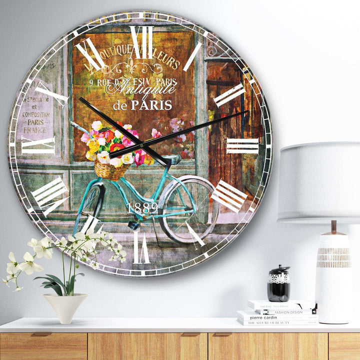Paris French Flowershop - Floral Metal Wall Clock