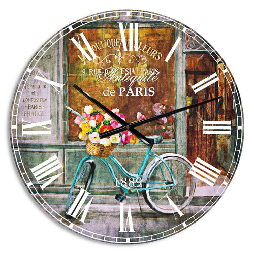 Paris French Flowershop - Floral Metal Wall Clock
