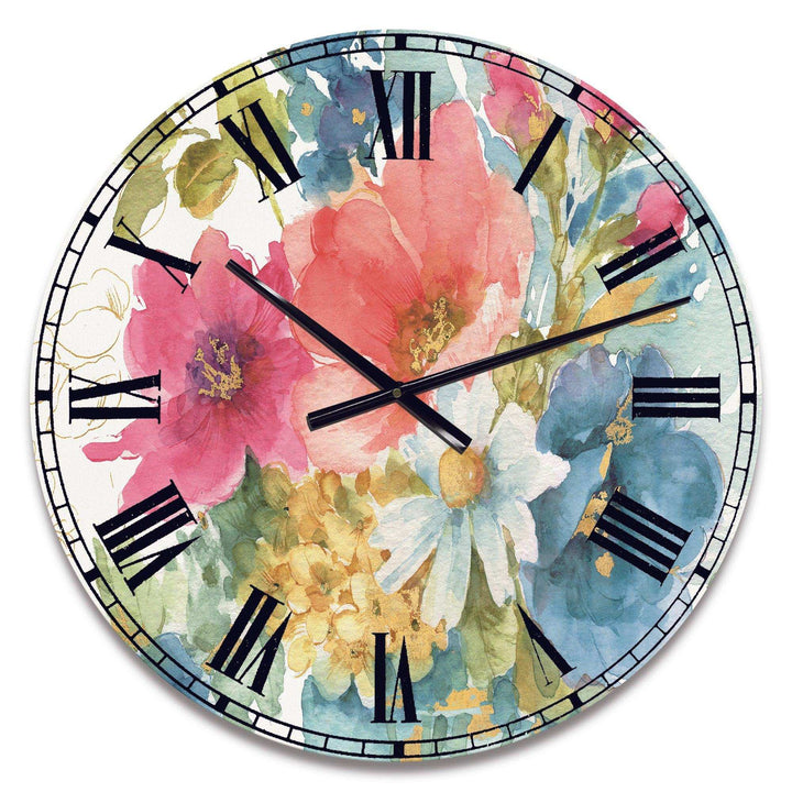 My French Garden - Floral Metal Wall Clock