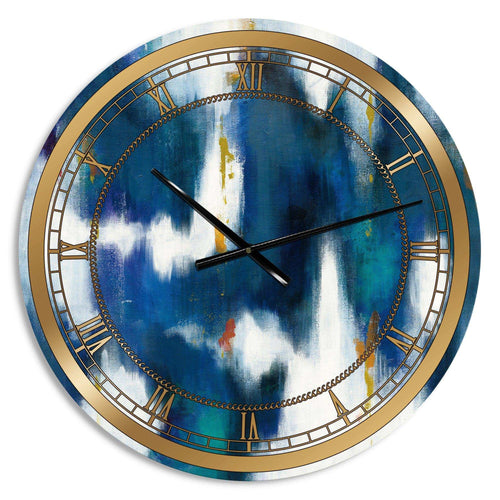 Blue Glam Texture II - Abstract Metal Wall Clock