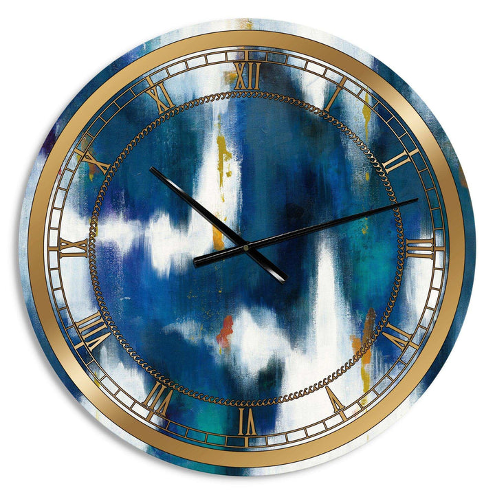 Blue Glam Texture II - Abstract Metal Wall Clock