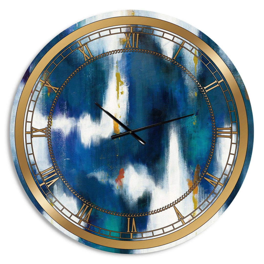 Blue Glam Texture II - Abstract Metal Wall Clock