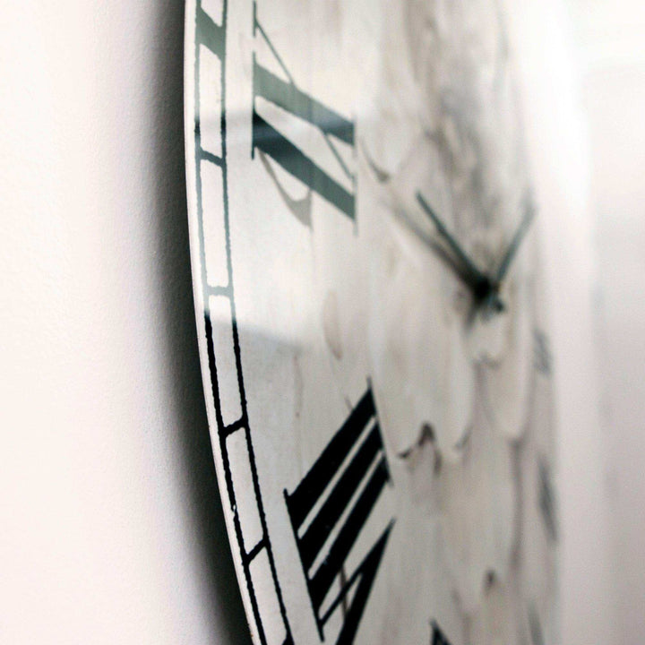 Indigold Grey Peonies I - Floral Metal Wall Clock