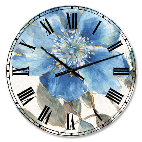 Indigold Watercolor Flower I - Floral Metal Wall Clock