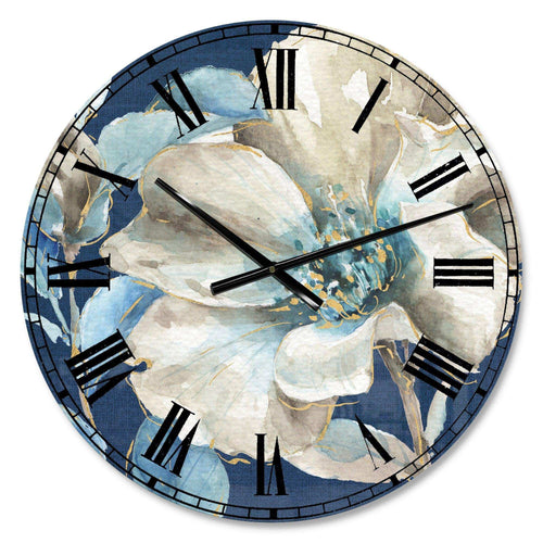 Indigold Watercolor Flower I - Floral Metal Wall Clock