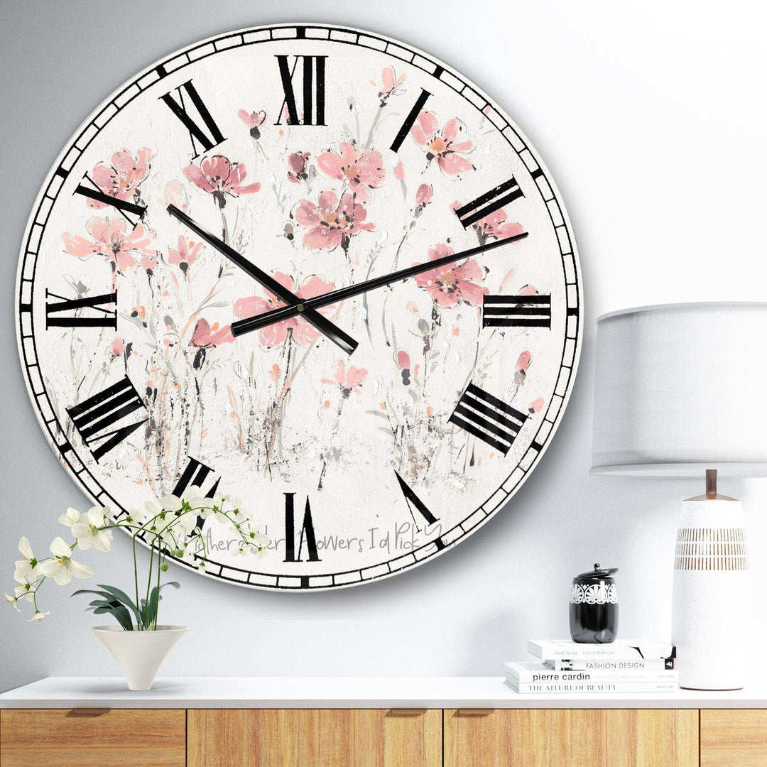 Wildflowers III - Floral Metal Wall Clock