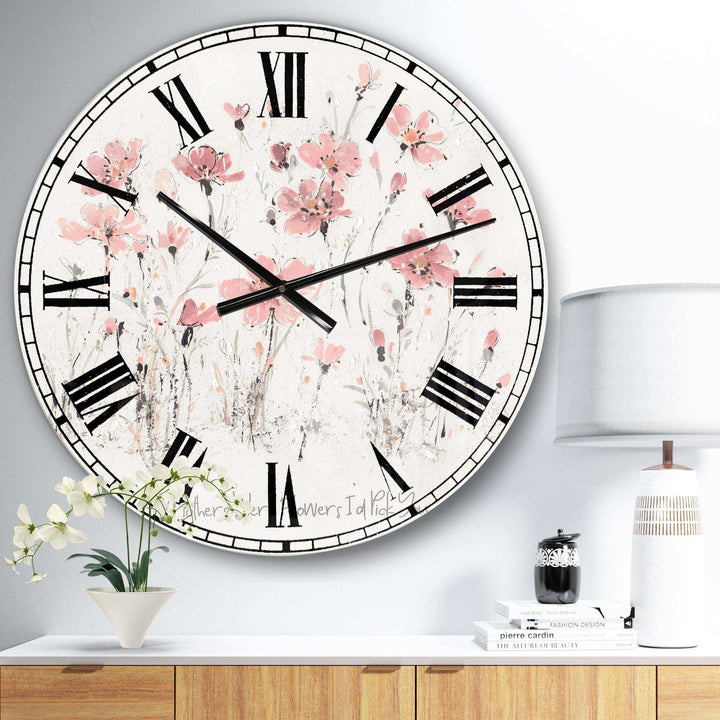 Wildflowers III - Floral Metal Wall Clock