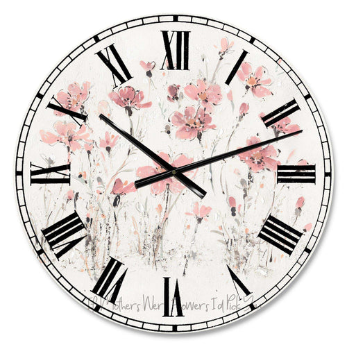 Wildflowers III - Floral Metal Wall Clock