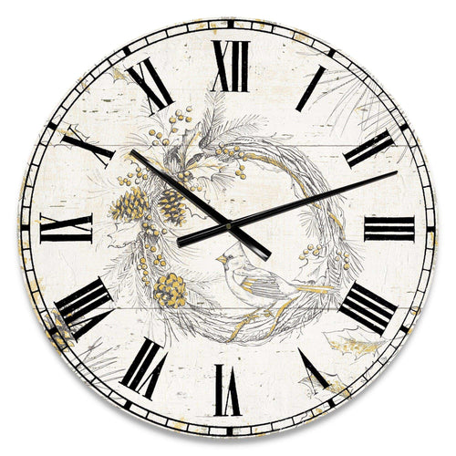 Gold Beautiful cardinals - Animals Metal Wall Clock