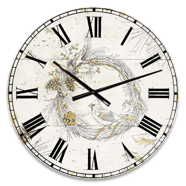 Gold Beautiful cardinals - Animals Metal Wall Clock