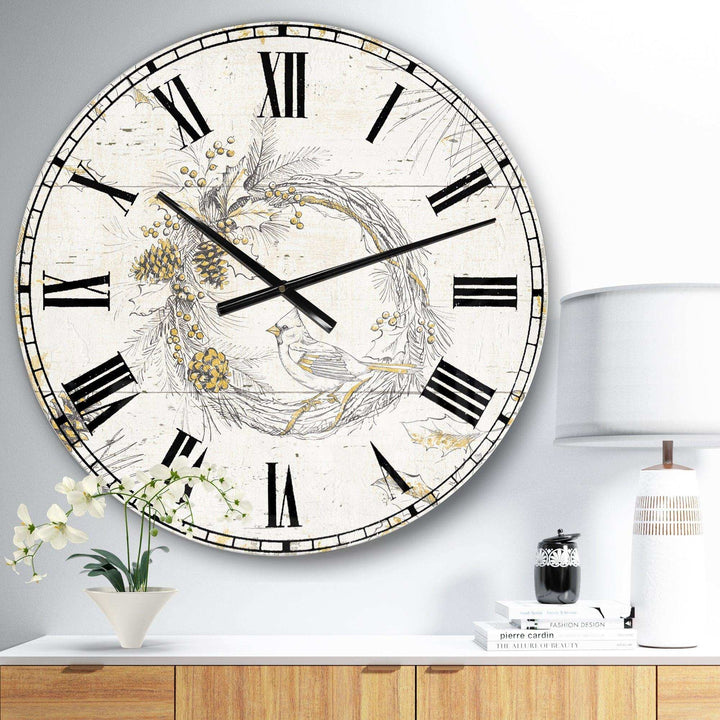 Gold Beautiful cardinals - Animals Metal Wall Clock