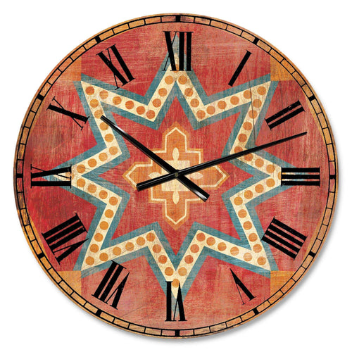 Moroccan Orange Tiles Collage I - Abstract Metal Wall Clock