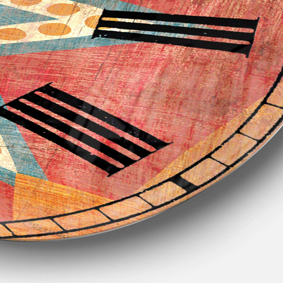 Moroccan Orange Tiles Collage I - Abstract Metal Wall Clock