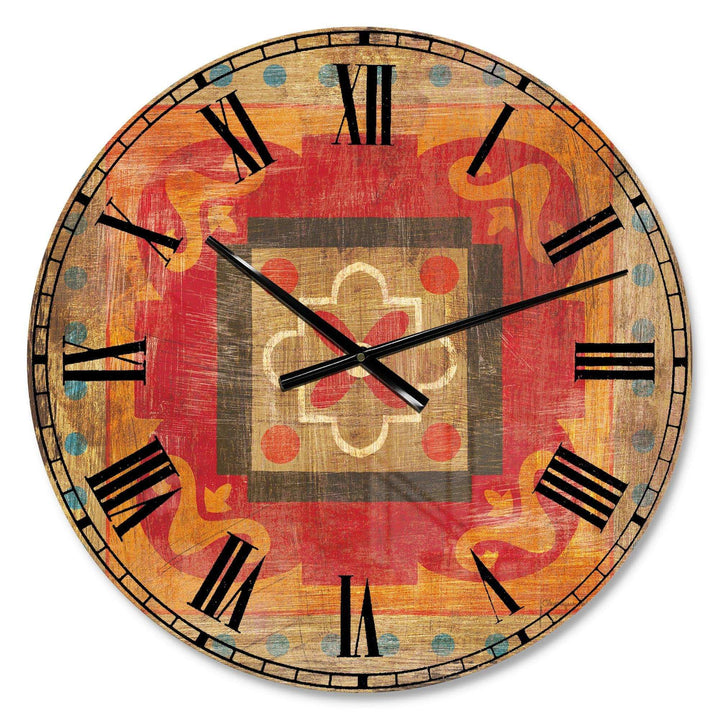 Moroccan Orange Tiles Collage II - Abstract Metal Wall Clock